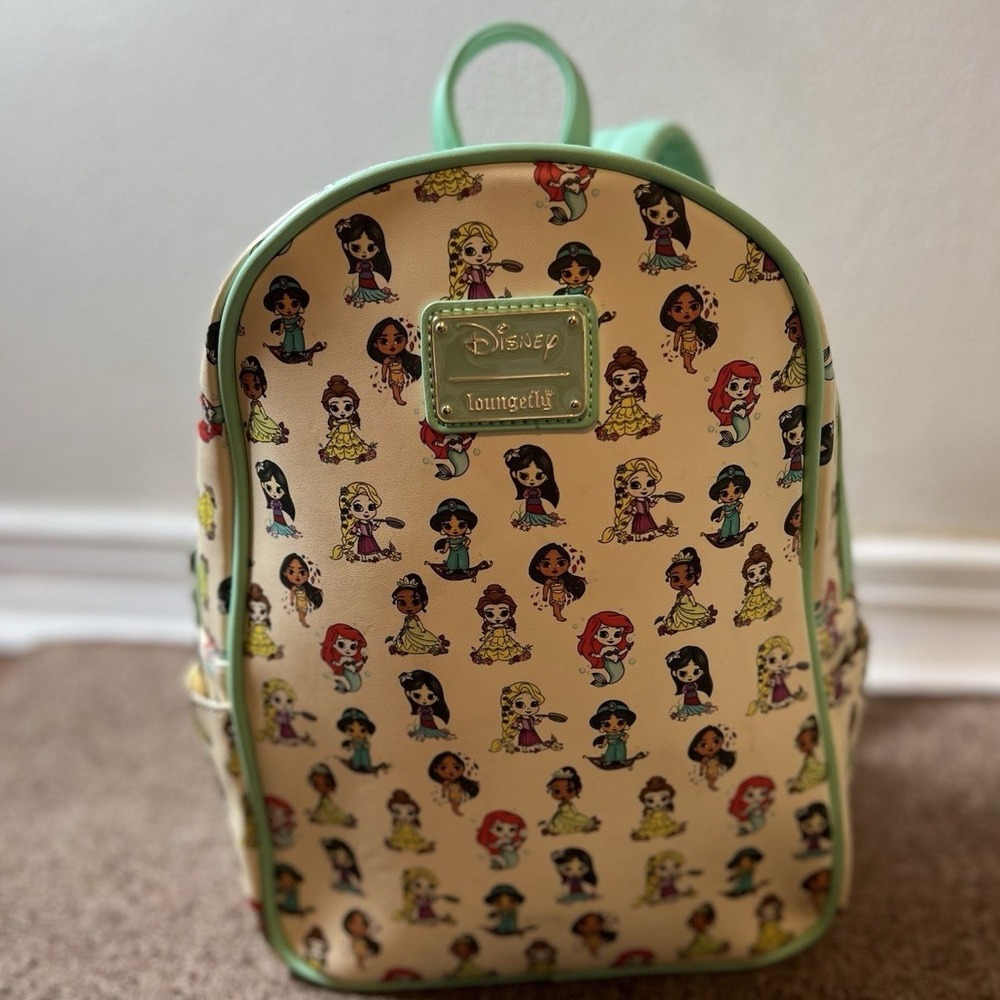 Loungefly Disney Princess Young Rapunzel Ariel Tiana Belle Backpack Hardtag Nice